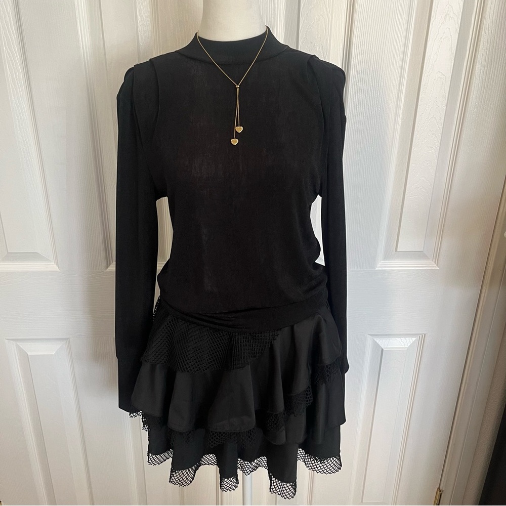 Joe's Jeans‎ Black shimmery Fancy Long Sleeve Blouse xs whimsigoth vampcore
